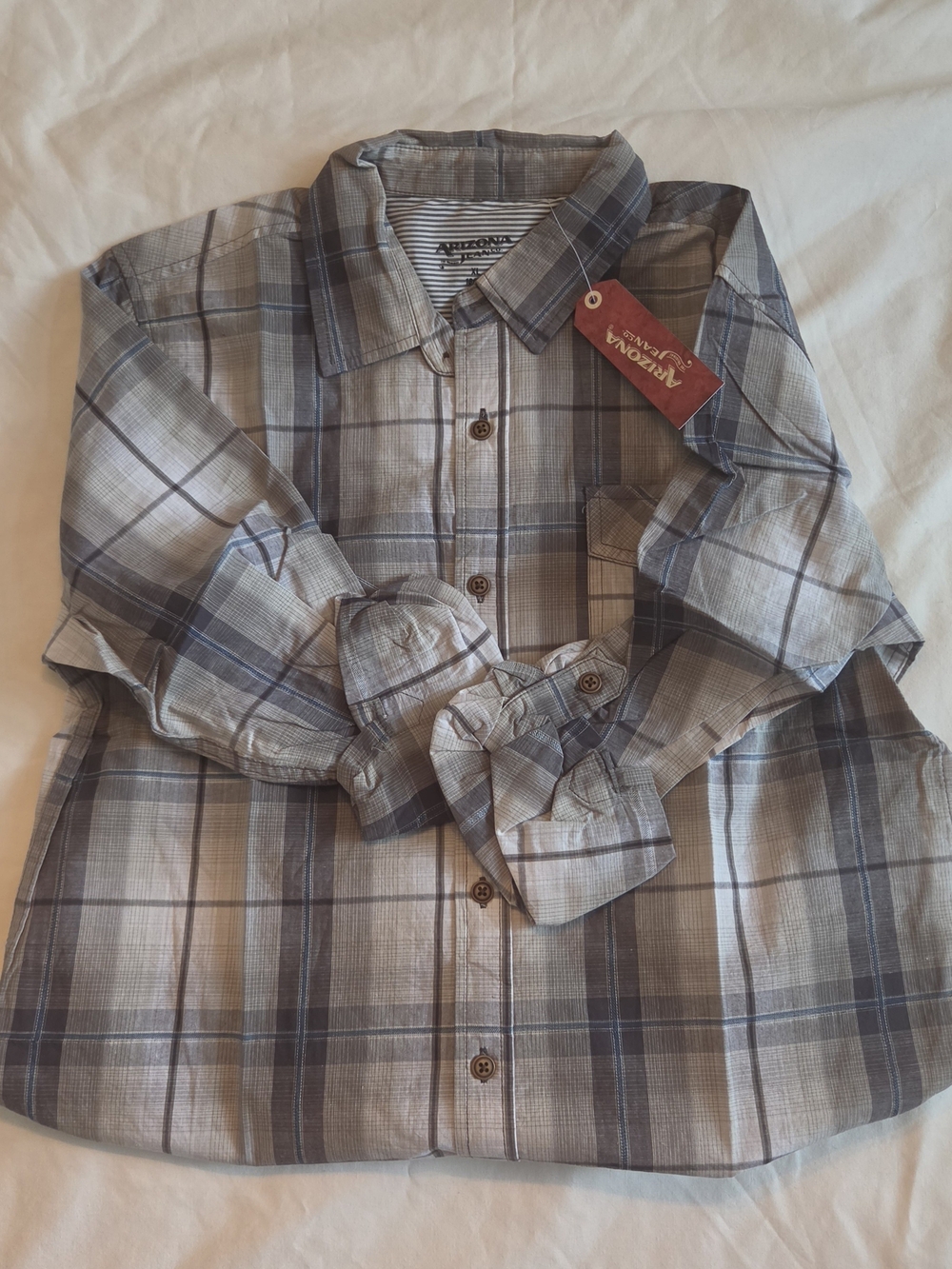 Youth XL Plaid Button-Front 3/4 sleeve vienna smoke